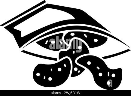 silhouette de pomme de terre noire ou tortilla plate illustration de la nourriture de logo de casse-croûte pour chips avec icône croustillante et manger la forme croustillante comme maïs aux chips Illustration de Vecteur