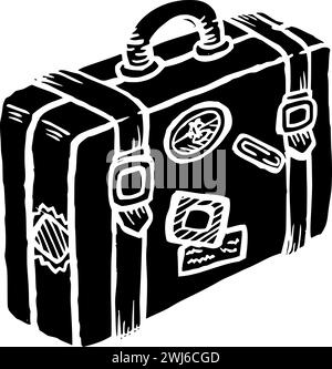 silhouette de bagage noir ou illustration de sac plat du tourisme de logo de voyage pour des vacances avec icône touristique et bagage de forme de voyage comme valise à travele Illustration de Vecteur