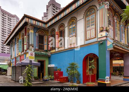 Ancienne maison de Tan Teng Niah à Singapour, villa chinoise colorée dans le district de Little India Banque D'Images