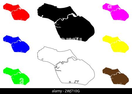 Soyo ville (République d'Angola) illustration vectorielle de la carte, croquis de la ville Santo António do Zaïre Illustration de Vecteur