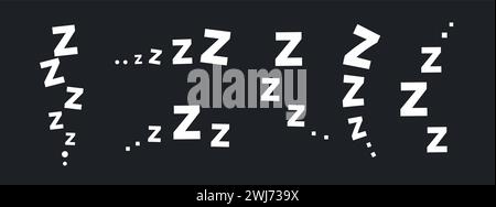 ZZZ Sleep Snore doodle texte. Vector Snore zzz sommeil rêve comique dessin animé doux de conception de nuit. Illustration de Vecteur