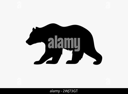 Icône de logo grizzly vectoriel noir. Porter silhouette plate illustration d'animal de montagne dessin de symbole de forme. Illustration de Vecteur