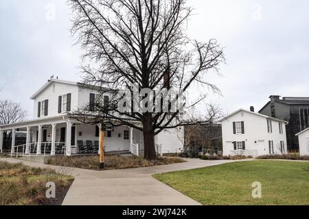 Clermont, Kentucky - 26 janvier 2024 : vue depuis le site historique Jim Beam alias James B. Beam Bourbon Distillery and Homestead le long du Kentucky Bour Banque D'Images