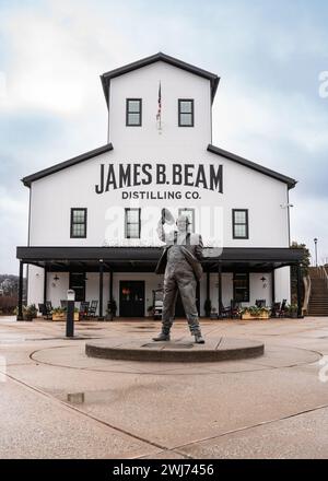 Clermont, Kentucky - 26 janvier 2024 : vue depuis le site historique Jim Beam alias James B. Beam Bourbon Distillery and Homestead le long du Kentucky Bour Banque D'Images