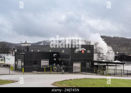 Clermont, Kentucky - 26 janvier 2024 : vue depuis le site historique Jim Beam alias James B. Beam Bourbon Distillery and Homestead le long du Kentucky Bour Banque D'Images