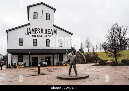 Clermont, Kentucky - 26 janvier 2024 : vue depuis le site historique Jim Beam alias James B. Beam Bourbon Distillery and Homestead le long du Kentucky Bour Banque D'Images