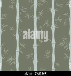 Motif vectoriel sans couture de bambou avec des plantes de bambou sur une impression textile de forêt de bambou vert sourd. Illustration vectorielle Illustration de Vecteur