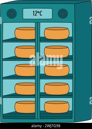 Boîte à fromage de maturation. Réfrigérateur pour faire mûrir le fromage à la bonne température Illustration de Vecteur