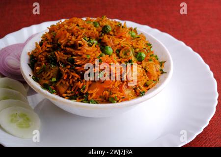 Biryani végétal ou pulav végétal, riz frit nourriture indienne, biryani végétal. Banque D'Images