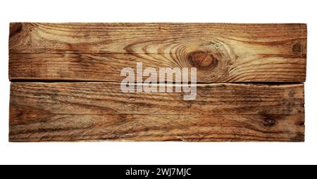 Texture de deux planches de bois isolées en blanc. Banque D'Images