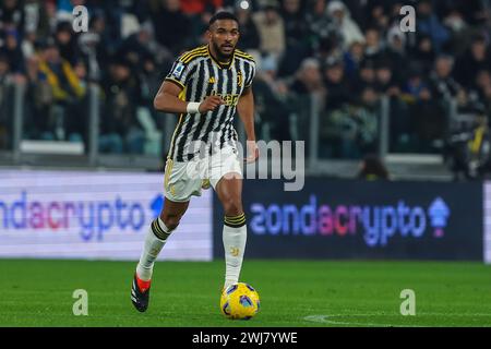 Gleison Bremer de la Juventus FC vue en action lors du match de football de Serie A 2023/24 entre la Juventus FC et Udinese Calcio au stade Allianz. Score final ; Juventus 0 : 1 Calcio d'Udinese. Banque D'Images