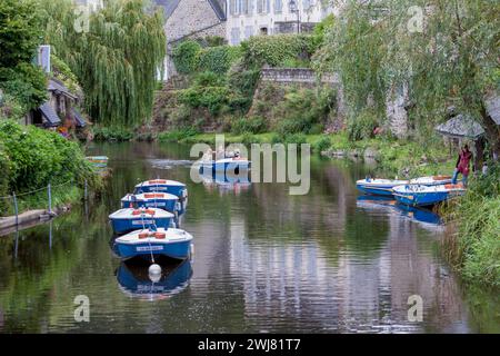 Bateaux d'excursion, rivière Trieux, Pontrieux, Bretagne, France Banque D'Images