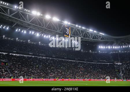 Turin, Italie. 12 février 2024. Vue intérieure du stade pendant le match de football de Serie A 2023/24 entre la Juventus FC et Udinese Calcio au stade Allianz. Score final ; Juventus 0 : 1 Calcio d'Udinese. (Photo de Fabrizio Carabelli/SOPA images/Sipa USA) crédit : Sipa USA/Alamy Live News Banque D'Images