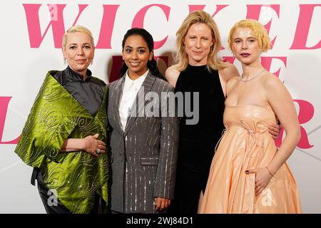 (De gauche à droite) Olivia Colman, Anjana Vasan, Thea Sharrock et Jessie Buckley assistent à la première européenne de Wicked Little Letters à Odeon luxe, Leicester Square, dans le centre de Londres. Date de la photo : mardi 13 février 2024. Banque D'Images