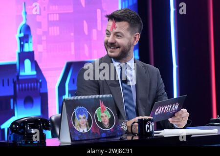 Milan, Italie. 13 février 2024. Milan, émission de télévision “Stasera c'è Cattelan” - Alessandro Cattelan crédit : Agence photo indépendante/Alamy Live News Banque D'Images