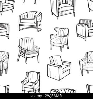 Mobilier à motifs sans couture. Illustration vectorielle dessinée à la main Illustration de Vecteur