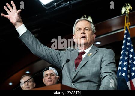 Washington, États-Unis. 13 février 2024. Le représentant américain Ralph Norman (R-SC) s'exprimant lors d'une conférence de presse du House Freedom Caucus sur la réautorisation de la FISA (Foreign Intelligence surveillance Act) au Capitole des États-Unis. (Photo de Michael Brochstein/Sipa USA) crédit : Sipa USA/Alamy Live News Banque D'Images