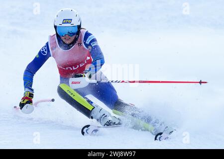 Sapporo, Japon. 13 février 2024. Ebba Aarsjoe (SWE) ski alpin : Slalom féminin debout à Sapporo Teine lors de la Coupe du monde de ski para alpin FIS 2024 à Sapporo, Japon . Crédit : SportsPressJP/AFLO/Alamy Live News Banque D'Images