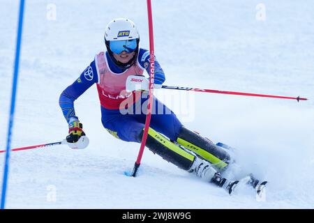 Sapporo, Japon. 13 février 2024. Ebba Aarsjoe (SWE) ski alpin : Slalom féminin debout à Sapporo Teine lors de la Coupe du monde de ski para alpin FIS 2024 à Sapporo, Japon . Crédit : SportsPressJP/AFLO/Alamy Live News Banque D'Images