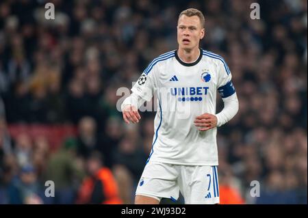 Copenhague, Danemark. 14 février 2024. Viktor Claesson de Copenhague lors de l'UEFA Champions League, Round of 16 match entre le FC Copenhague et Manchester City à Parken à Copenhague, Danemark, le 13 février 2024 (photo by Andrew SURMA/ Credit : Sipa USA/Alamy Live News Banque D'Images