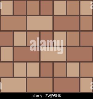 Vue de dessus du motif de chaussée en ardoise brune, pavé de rue, tuile de trottoir de jardin. Revêtement de sol vectoriel, stratifié, route pavée ou chemin. Agencement géométrique complexe élégant et moderne pour la surface extérieure Illustration de Vecteur
