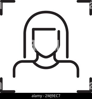 Reconnaissance faciale. Femme utilisatrice. Icône Pixel Perfect Illustration de Vecteur