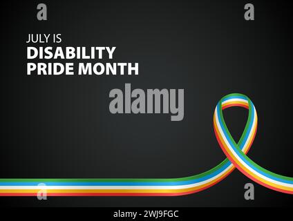 Ruban de sensibilisation Disability Pride Month sur noir, modèles de fond pour vous de personnaliser Illustration de Vecteur