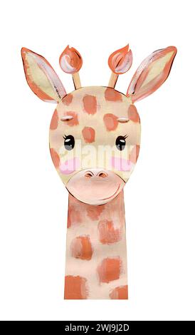 Girafe aquarelle portrait. Banque D'Images