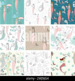 Sirènes mignon vecteur Illustration de Vecteur