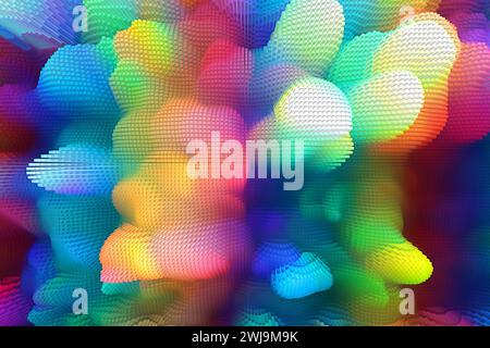 Fond multicolore abstrait avec des cubes vers le haut, extrusion. Effet graphique magique Banque D'Images