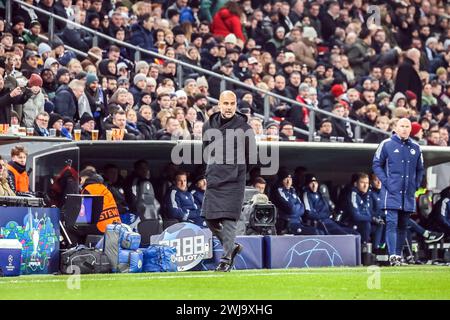 Copenhague, Danemark. 13 février 2024. L'entraîneur-chef Pep Guardiola de Manchester City vu lors du match de l'UEFA Champions League entre le FC Copenhague et Manchester City au Parken à Copenhague. (Crédit photo : Gonzales photo/Alamy Live News Banque D'Images