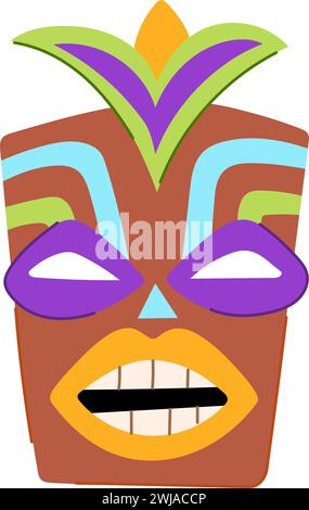 illustration vectorielle de dessin animé de masque tiki hawaïen Illustration de Vecteur