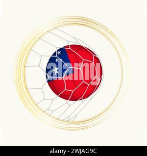 Samoa but de marquer, symbole abstrait de football avec illustration de ballon Samoa dans le filet de football. Illustration sportive vectorielle. Illustration de Vecteur