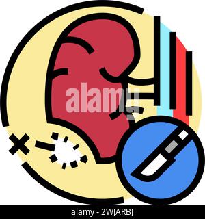 illustration vectorielle d'icône de couleur d'hôpital de chirurgie de néphrectomie Illustration de Vecteur