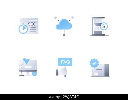 Bureau et affaires - ensemble d'icônes de style design plat Illustration de Vecteur