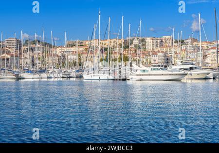 Magnifique IGY Vieux-Port de Cannes sur la Côte d'Azur, Côte d'Azur, France. Accostage pour bateaux et yachts de toutes tailles. Banque D'Images