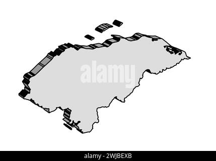 Honduras carte de silhouette de contour noir 3D sur un fond blanc Banque D'Images