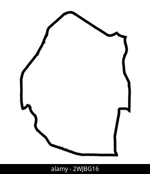 Plan silhouette carte d'Eswatini le pays sud-africain isolé sur un fond blanc Banque D'Images