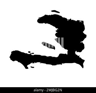 Carte de silhouette noire Haïti sur fond blanc Banque D'Images