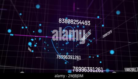 Illustration des nombres qui changent avec le cadenas de sécurité en ligne sur le réseau de connexions en bleu Banque D'Images