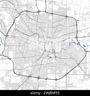 Carte de Ciudad de Cordoba ville, Argentine. Affiche urbaine noir et blanc. Image de carte routière avec vue de la zone urbaine. Illustration de Vecteur