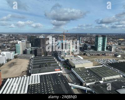 Utrecht, pays-Bas, 7 février 2024 : la ligne d'horizon de la ville d'Utrecht. Principaux bâtiments emblématiques Utrecht centraal, Jaarbeurs, Rabobank, et autres Banque D'Images