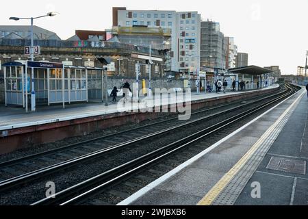 La plate-forme de Greenwich Station, Greenwich High Road, Greenwich, Greater London. Banque D'Images