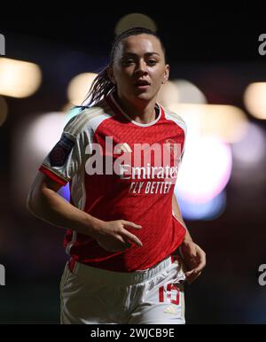 Dartford, Royaume-Uni. 14 février 2024. Dartford, Kent, 14 février 2024 : Katie McCabe (15 Arsenal) lors du match de la Continental Tyres League Cup entre les lionnes de Londres et Arsenal à Princes Park à Dartford, en Angleterre. (James Whitehead/SPP) crédit : SPP Sport Press photo. /Alamy Live News Banque D'Images