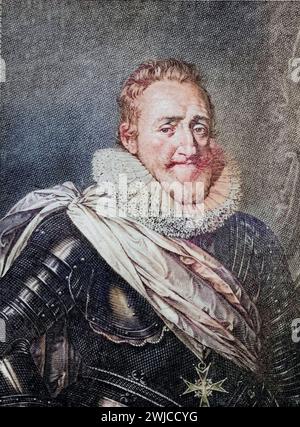 Henri IV alias Henri de Navarre ou Bourbon, 1553-1610, roi de Navarre Henri III1572-89, premier roi de France Bourbon, 1589-1610. Photogravure à partir d'un Banque D'Images