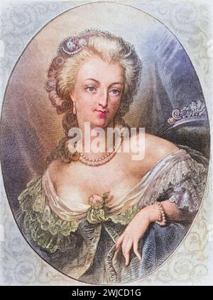 Marie-Antoinette geb. 2. Novembre 1755 à Wien Gest. 16. Oktober 1793 in Paris wurde als Erzherzogin Maria Antonia von Österreich geboren. Durch Heira Banque D'Images