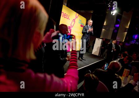 Potsdam, Allemagne. 14 février 2024. Christian Lindner (FDP), ministre fédéral des Finances, intervient lors du mercredi des cendres politique du FDP Brandebourg. Crédit : Fabian Sommer/dpa/Alamy Live News Banque D'Images