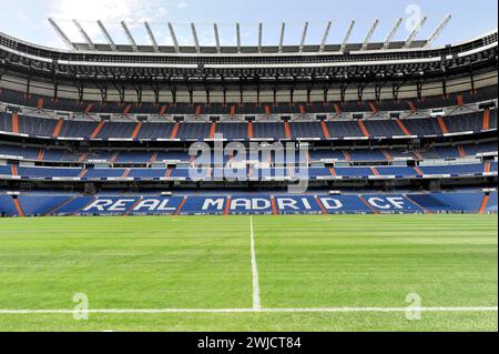 West Stand, Estadio Santiago Bernabeu, stade de football du club espagnol Real Madrid, 80354 places, Madrid, Espagne Banque D'Images