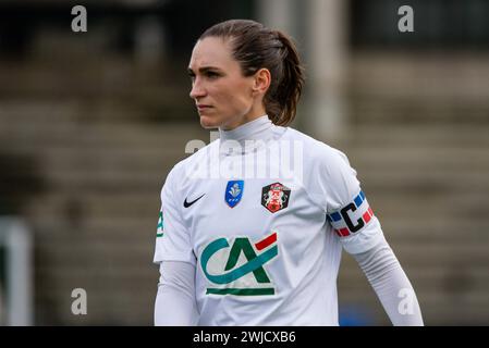 Lea le Garrec du FC Fleury 91 lors de la Coupe de France féminine, quart de finale entre le FC Fleury 91 et le LOSC Lille le 14 février 2024 au stade Robert Bobin de Bondoufle Banque D'Images