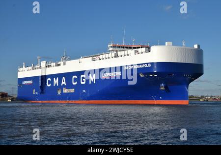 Indianapolis, une nouvelle gamme de véhicules CMA CGM LNG transportant des navires nommés d'après les circuits de course automobile. Banque D'Images